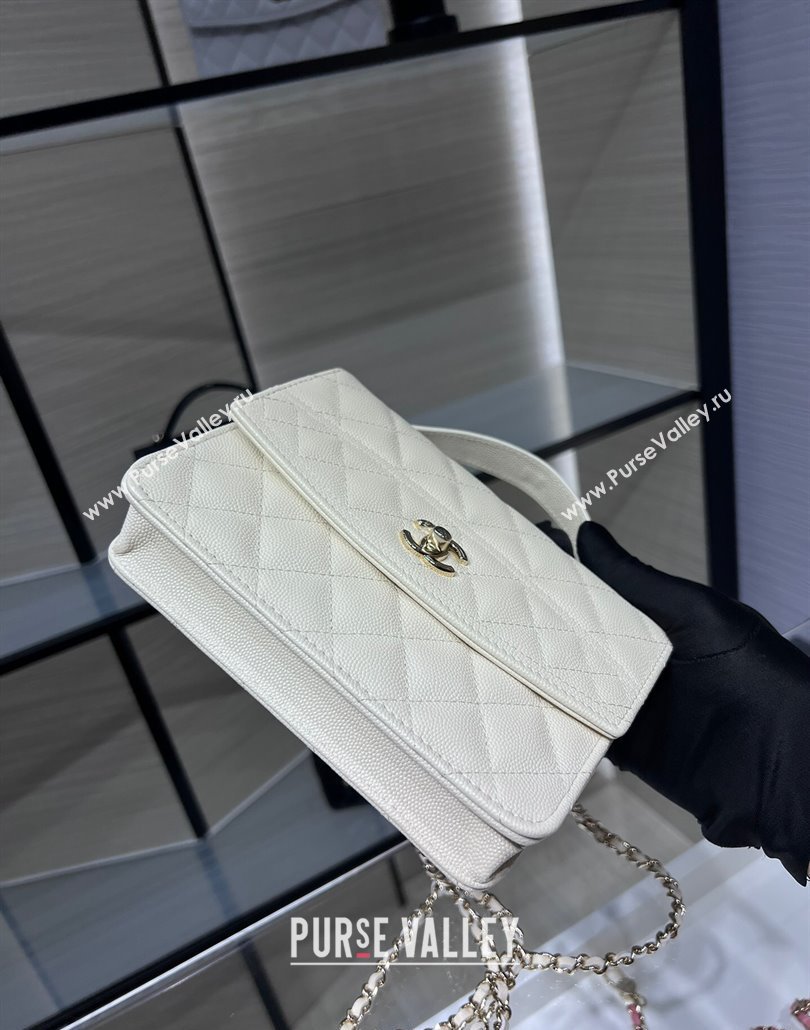 Chanel Grained Calfskin Clutch/Backpack Bag with Chain White 2025 AP4406 (yezi-250113026)
