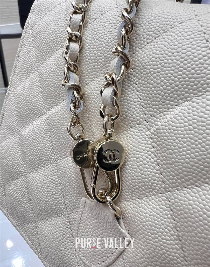 Chanel Grained Calfskin Clutch/Backpack Bag with Chain White 2025 AP4406 (yezi-250113026)