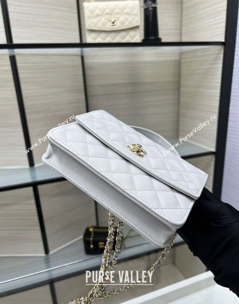 Chanel Grained Calfskin Clutch/Backpack Bag with Chain Light Grey 2025 AP4406 (yezi-250113027)