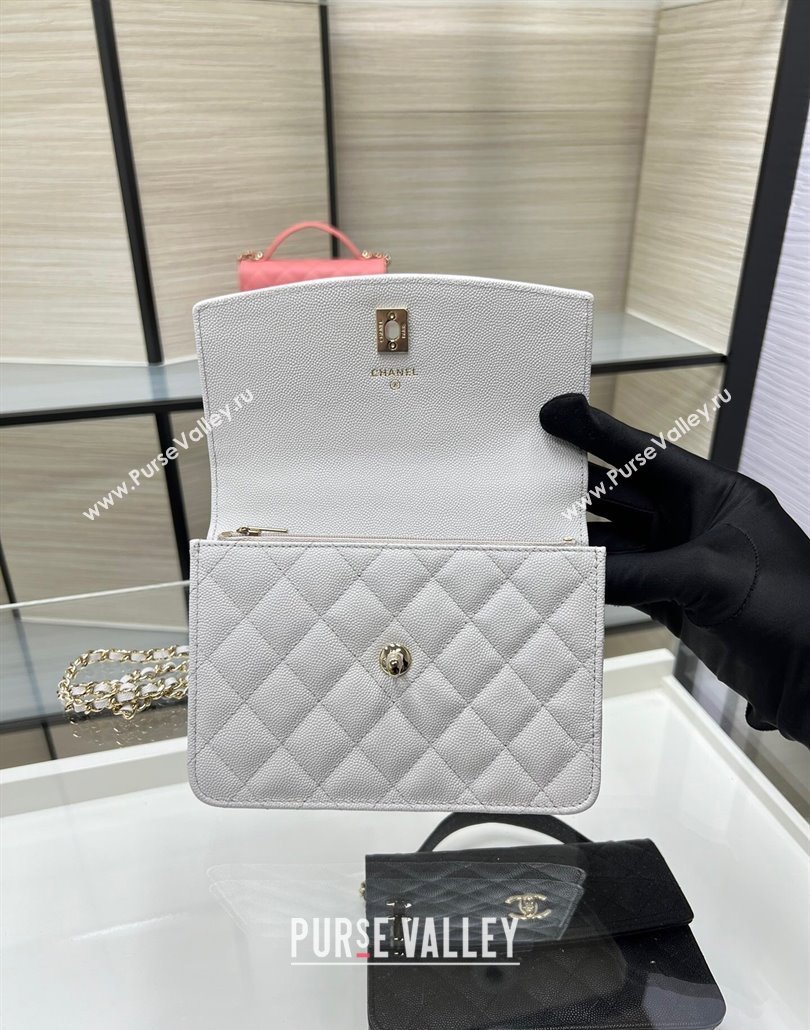 Chanel Grained Calfskin Clutch/Backpack Bag with Chain Light Grey 2025 AP4406 (yezi-250113027)