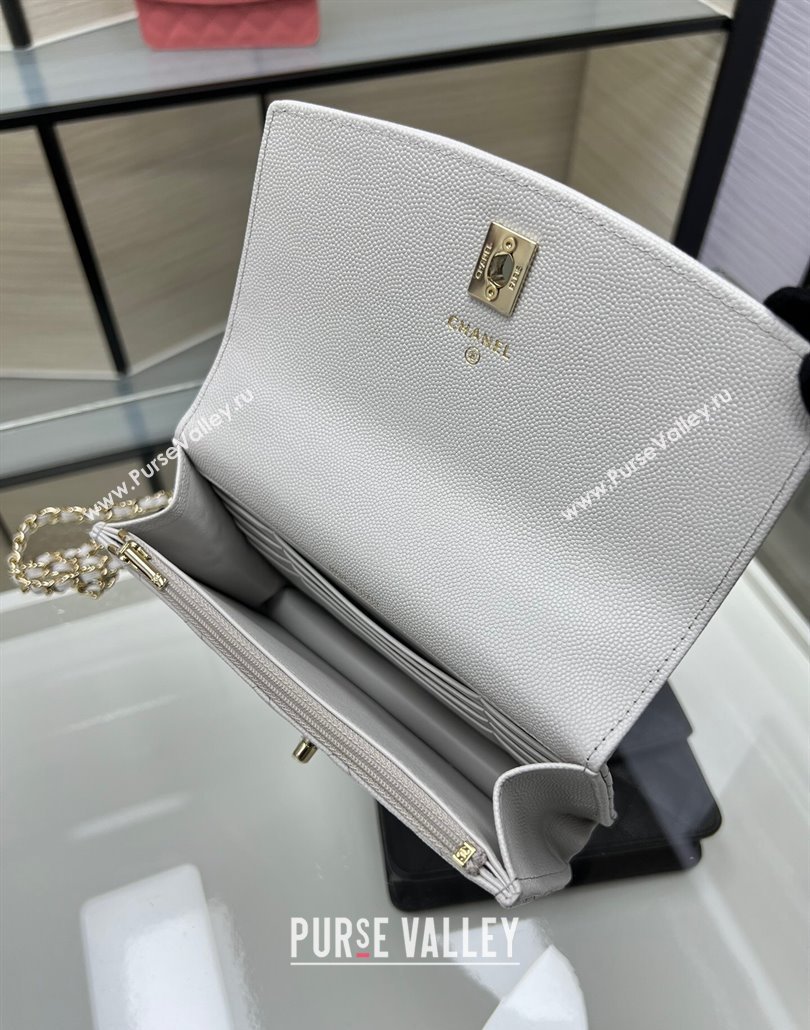 Chanel Grained Calfskin Clutch/Backpack Bag with Chain Light Grey 2025 AP4406 (yezi-250113027)