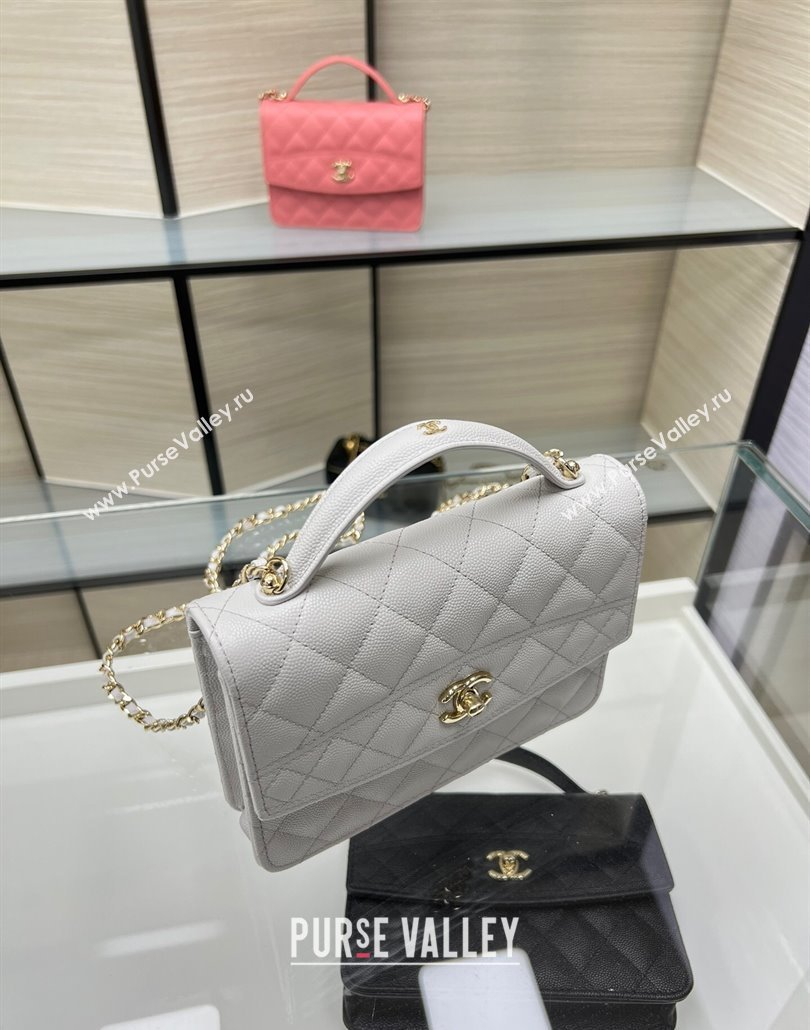 Chanel Grained Calfskin Clutch/Backpack Bag with Chain Light Grey 2025 AP4406 (yezi-250113027)