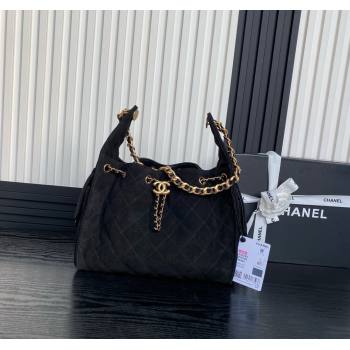 Chanel Quilted Suede Medium Hobo bag AS5293 Black 2025 (yezi-250111023)