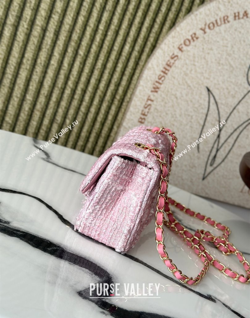 Chanel Tweed Classic Mini Flap Bag A69900 Light Pink 2025 0113 (yezi-250113003)