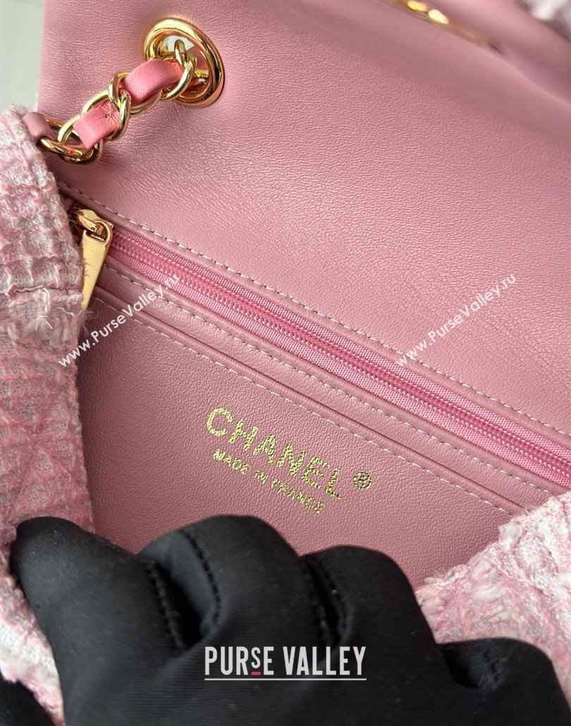 Chanel Tweed Classic Mini Flap Bag A69900 Light Pink 2025 0113 (yezi-250113003)