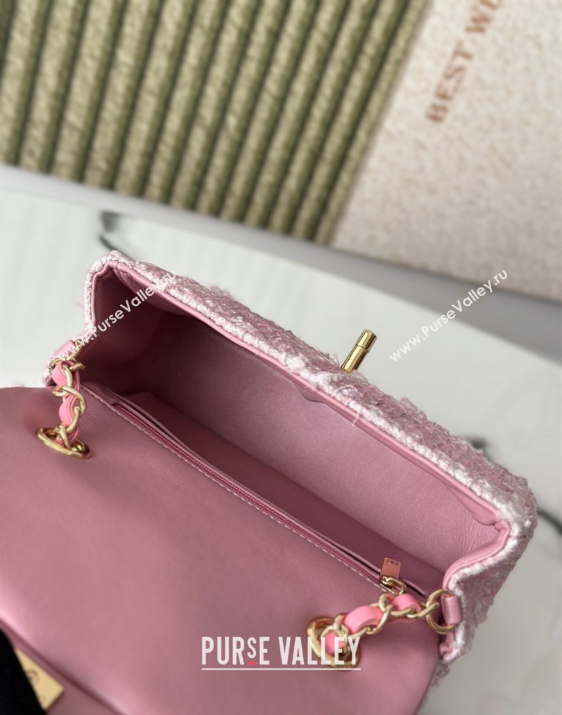 Chanel Tweed Classic Mini Flap Bag A69900 Light Pink 2025 0113 (yezi-250113003)