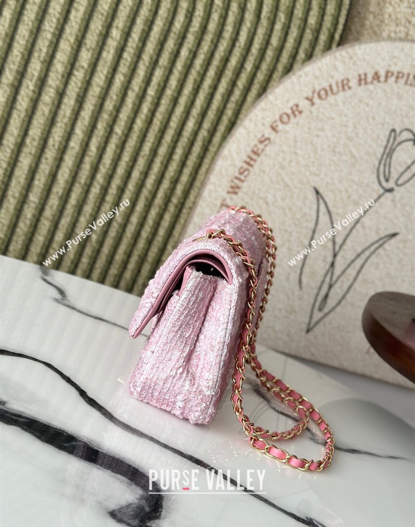 Chanel Tweed Classic 11.12 Medium Flap Bag A01112 Light Pink 2025 0113 (yezi-250113004)
