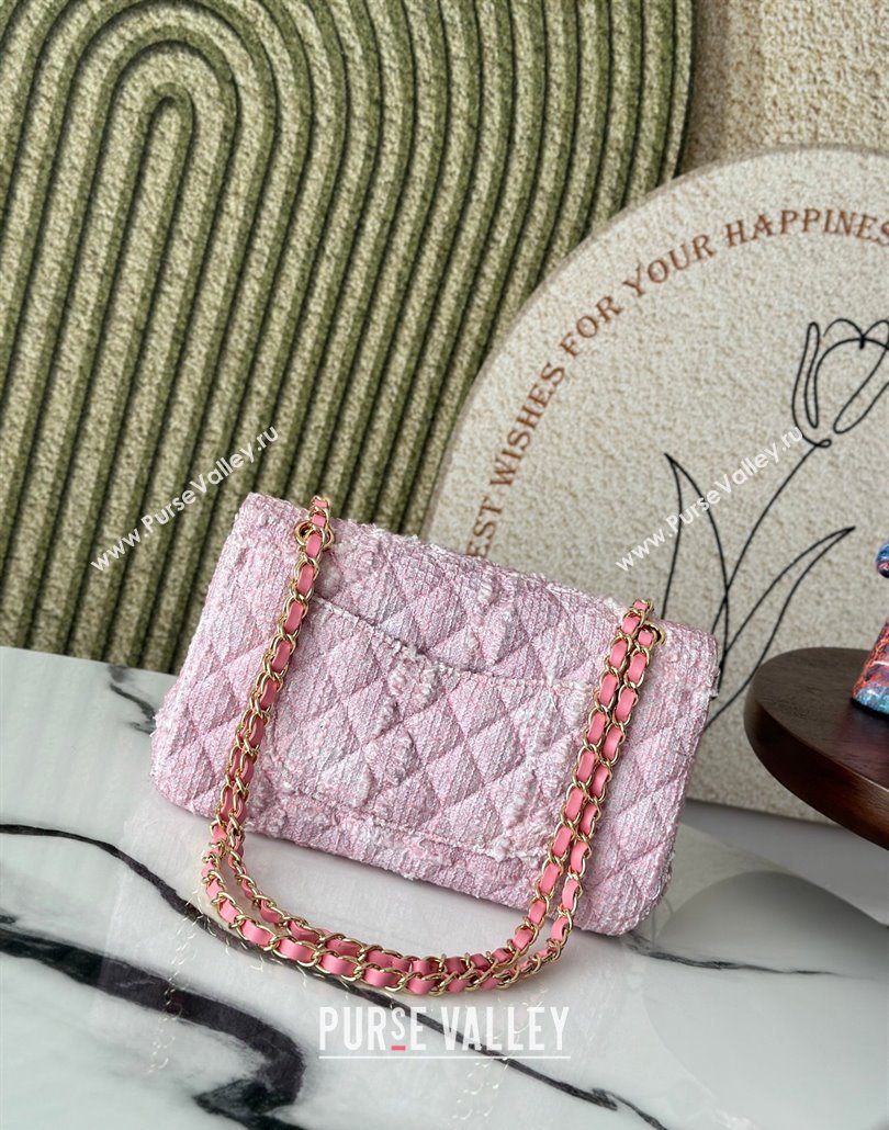 Chanel Tweed Classic 11.12 Medium Flap Bag A01112 Light Pink 2025 0113 (yezi-250113004)