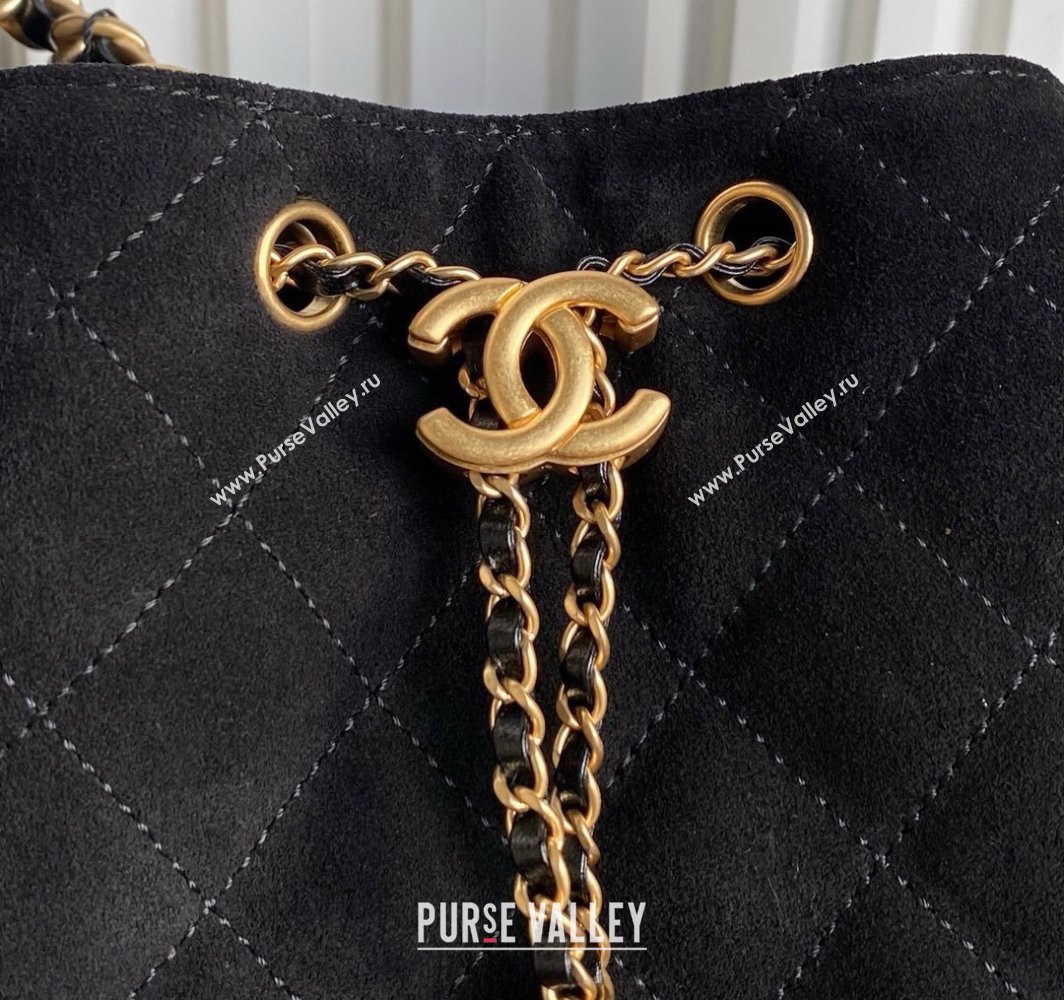 Chanel Quilted Suede Medium Hobo bag AS5293 Black 2025 (yezi-250111023)