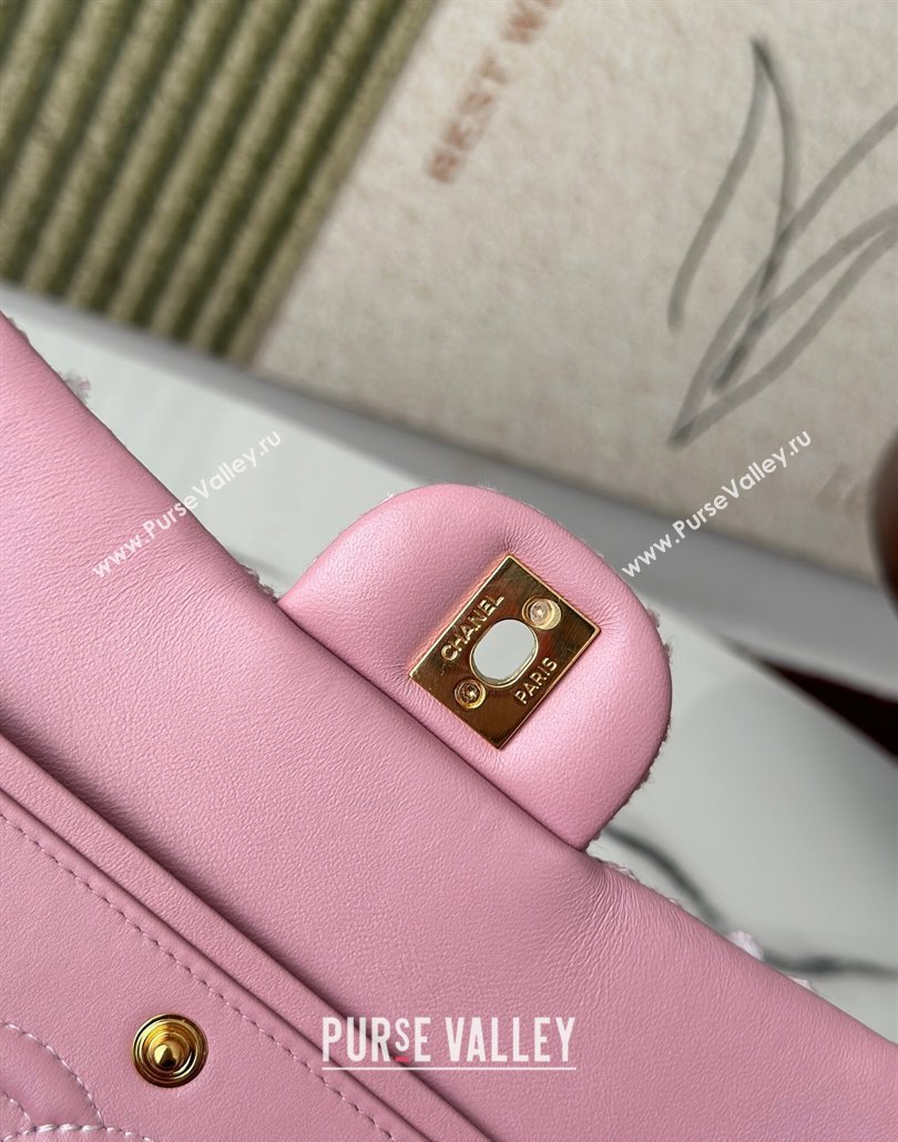 Chanel Tweed Classic 11.12 Medium Flap Bag A01112 Light Pink 2025 0113 (yezi-250113004)
