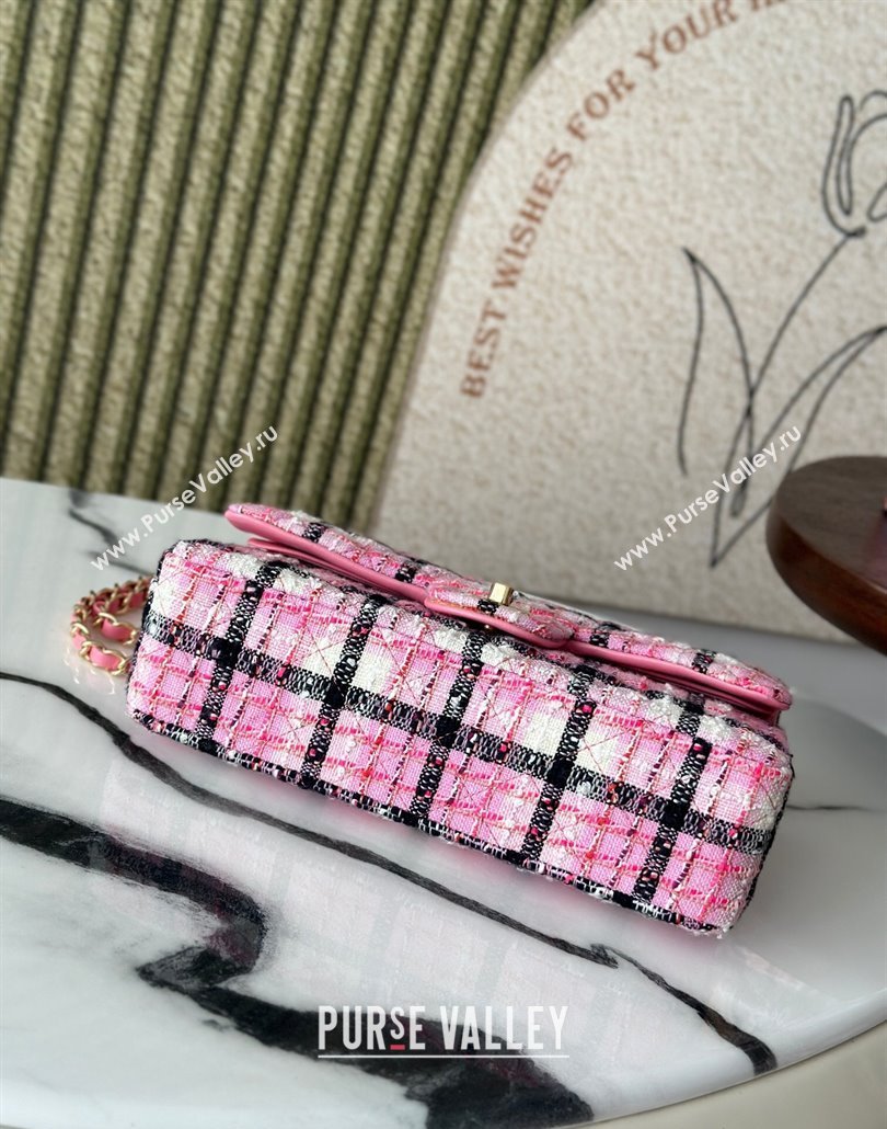 Chanel Check Tweed Classic 11.12 Medium Flap Bag A01112 Pink 2025 0113 (yezi-250113006)
