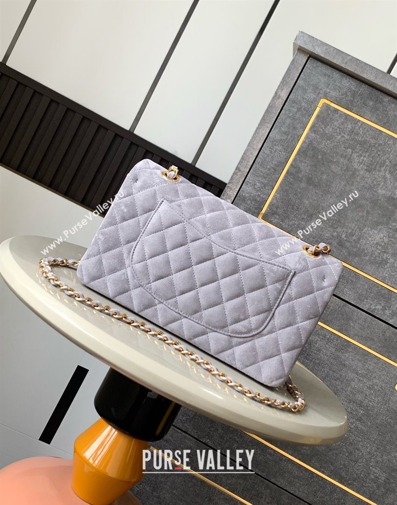 Chanel Suede Classic 11.12 Medium Flap bag A01112 Grey 2025 0113 (yezi-250113014)