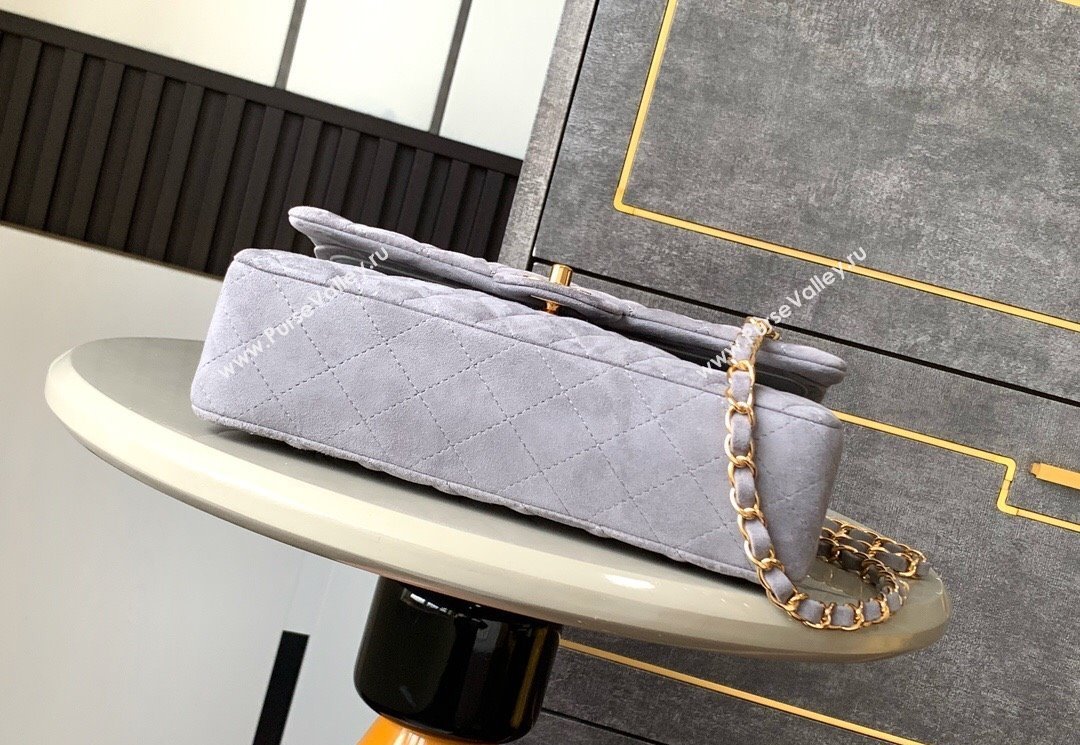 Chanel Suede Classic 11.12 Medium Flap bag A01112 Grey 2025 0113 (yezi-250113014)