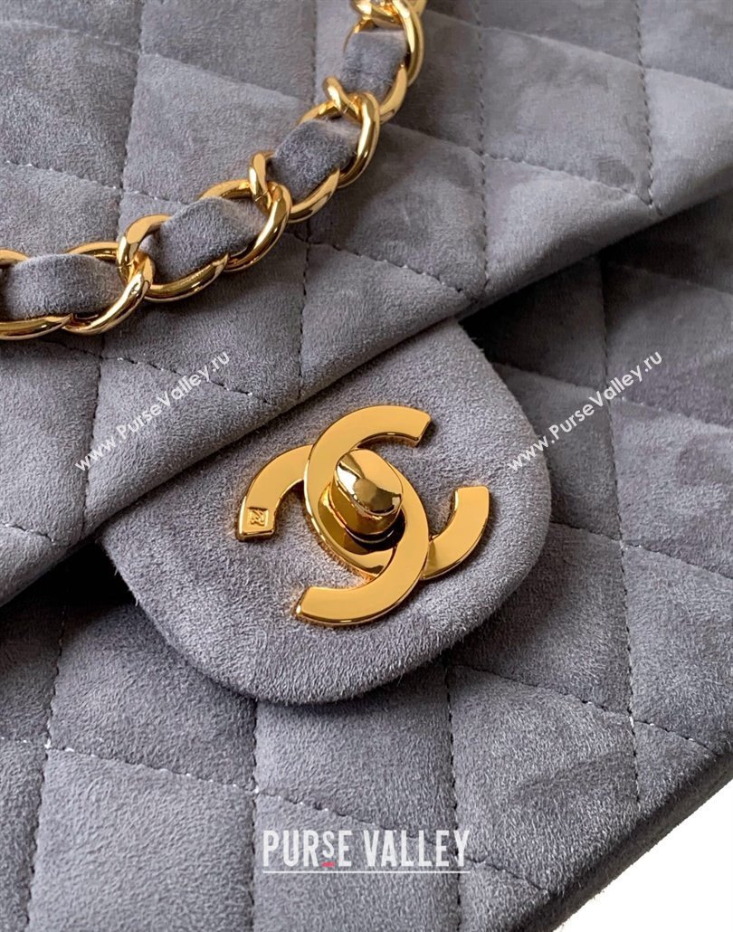 Chanel Suede Classic 11.12 Medium Flap bag A01112 Grey 2025 0113 (yezi-250113014)