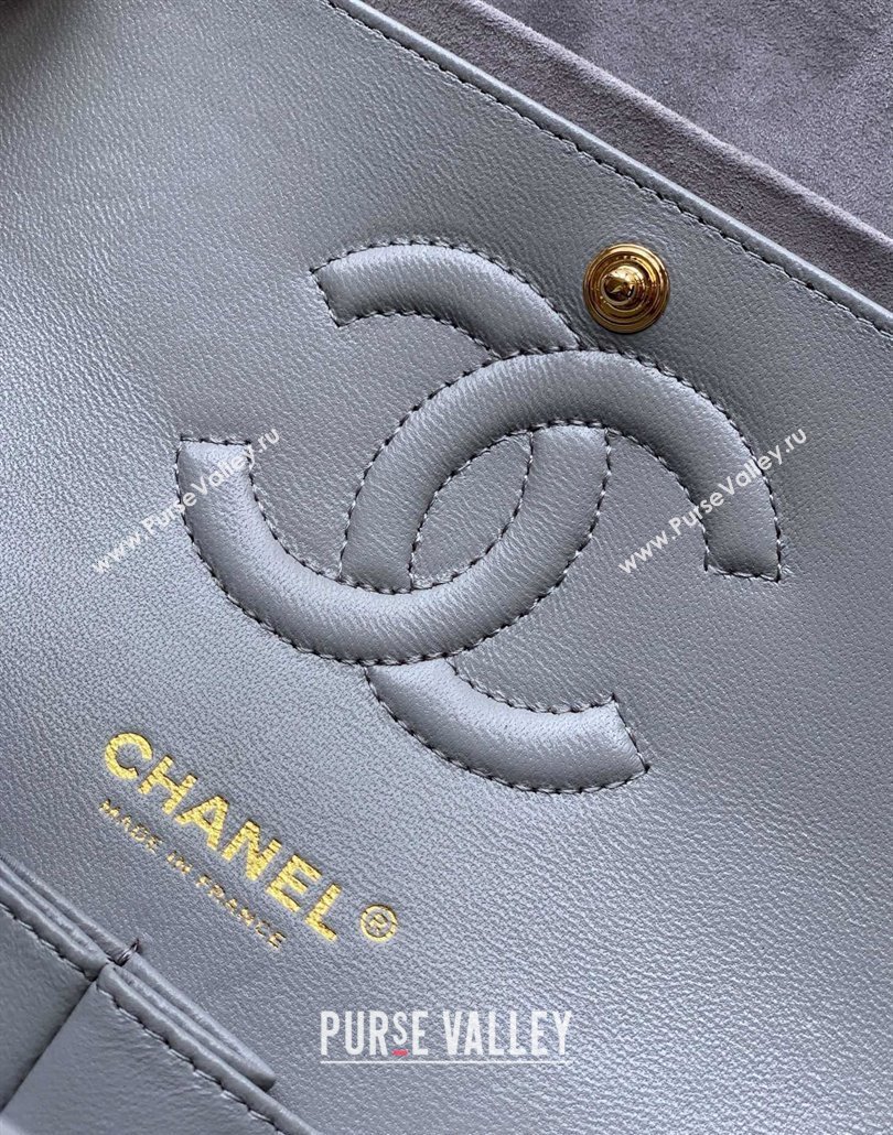 Chanel Suede Classic 11.12 Medium Flap bag A01112 Grey 2025 0113 (yezi-250113014)