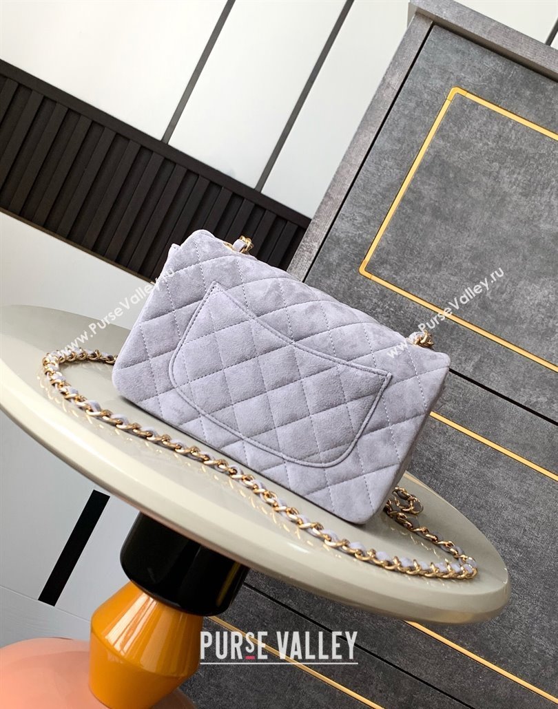Chanel Suede Classic Mini Flap Bag A69900 Grey 2025 0113 (yezi-250113015)