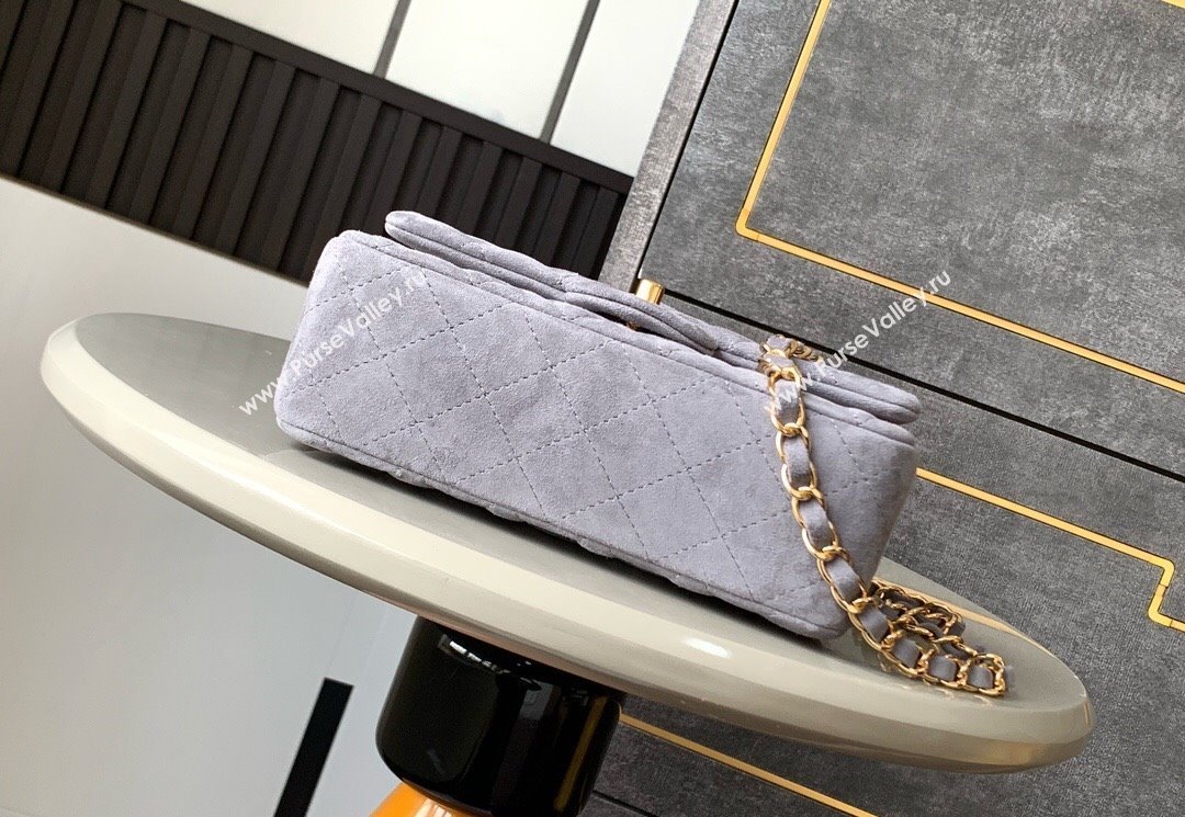 Chanel Suede Classic Mini Flap Bag A69900 Grey 2025 0113 (yezi-250113015)