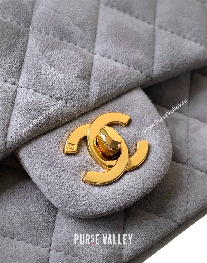 Chanel Suede Classic Mini Flap Bag A69900 Grey 2025 0113 (yezi-250113015)