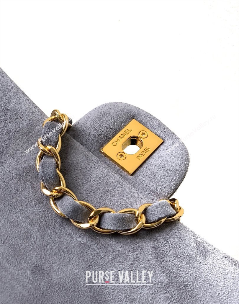 Chanel Suede Classic Mini Flap Bag A69900 Grey 2025 0113 (yezi-250113015)