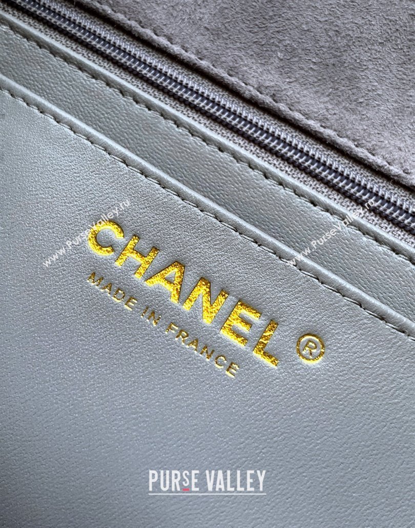 Chanel Suede Classic Mini Flap Bag A69900 Grey 2025 0113 (yezi-250113015)