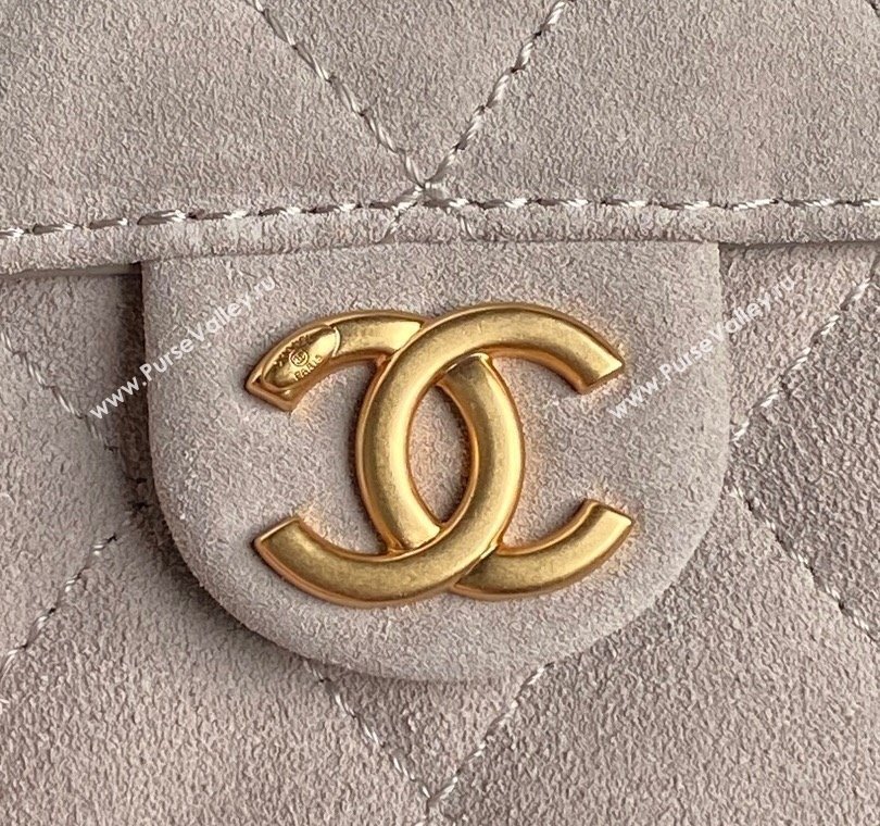 Chanel Quilted Suede Medium Hobo bag AS5293 Light Grey 2025 (yezi-250111024)