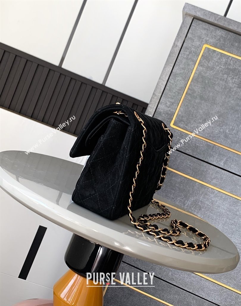 Chanel Suede Classic 11.12 Medium Flap bag A01112 Black 2025 0113 (yezi-250113016)