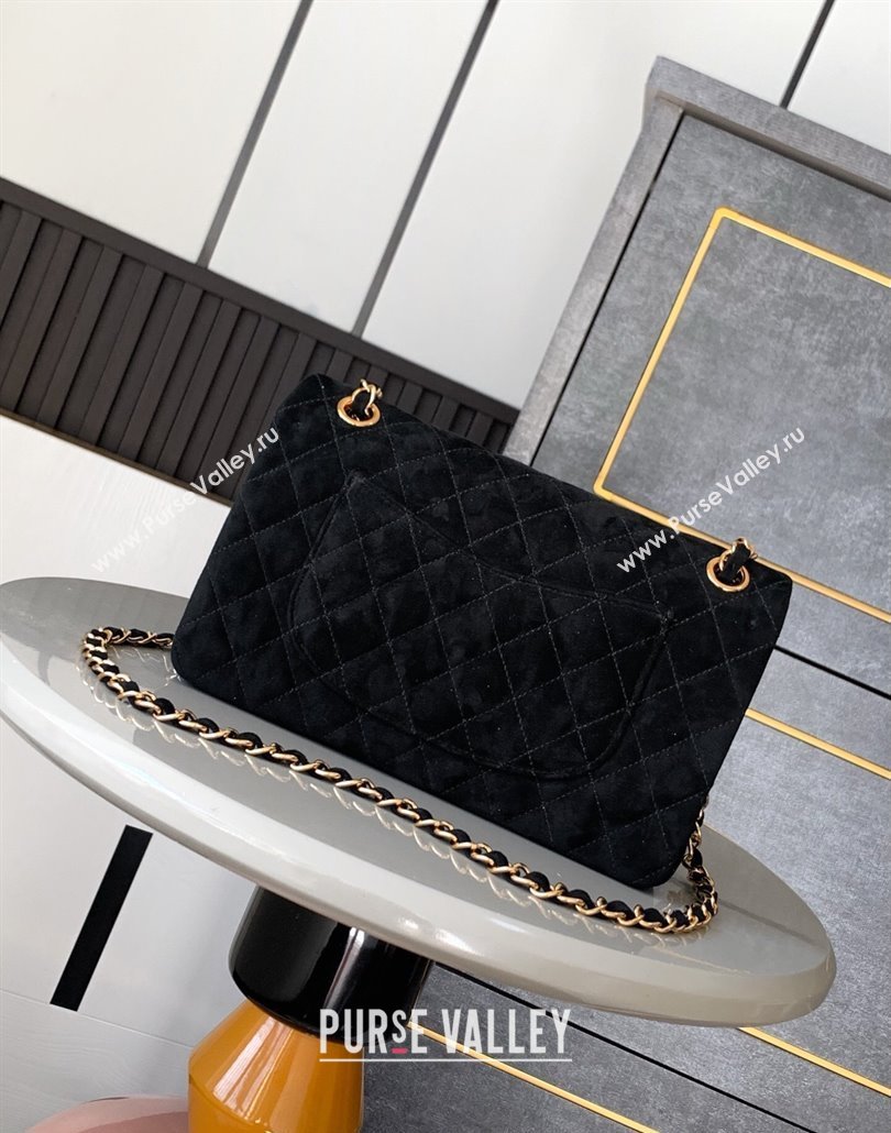 Chanel Suede Classic 11.12 Medium Flap bag A01112 Black 2025 0113 (yezi-250113016)