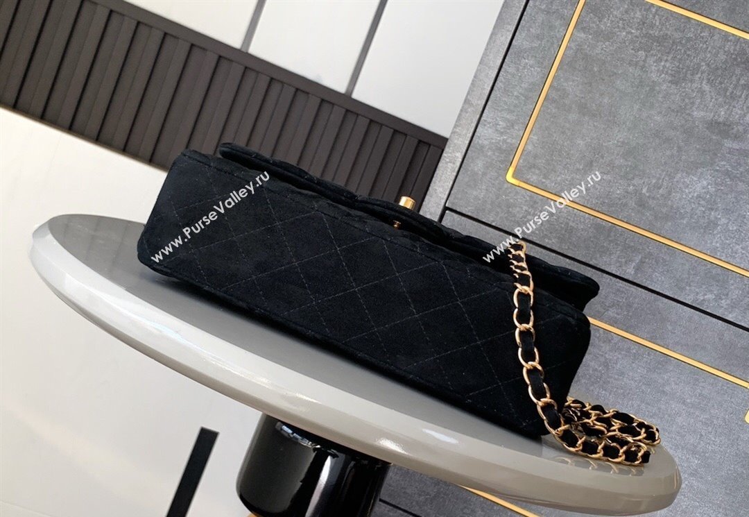Chanel Suede Classic 11.12 Medium Flap bag A01112 Black 2025 0113 (yezi-250113016)