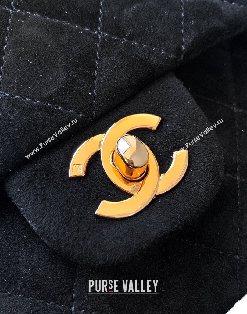Chanel Suede Classic 11.12 Medium Flap bag A01112 Black 2025 0113 (yezi-250113016)