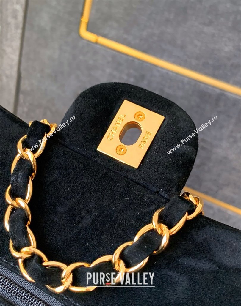 Chanel Suede Classic 11.12 Medium Flap bag A01112 Black 2025 0113 (yezi-250113016)