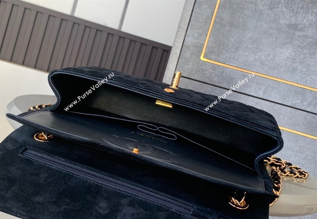 Chanel Suede Classic 11.12 Medium Flap bag A01112 Black 2025 0113 (yezi-250113016)