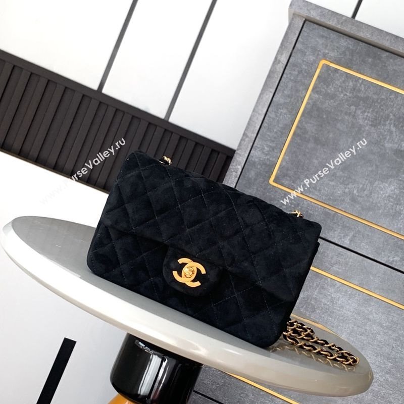 Chanel Suede Classic Mini Flap Bag A69900 Black 2025 0113 (yezi-250113017)