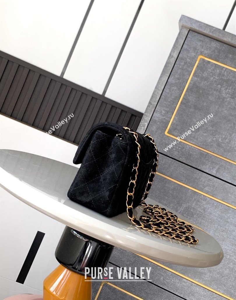 Chanel Suede Classic Mini Flap Bag A69900 Black 2025 0113 (yezi-250113017)