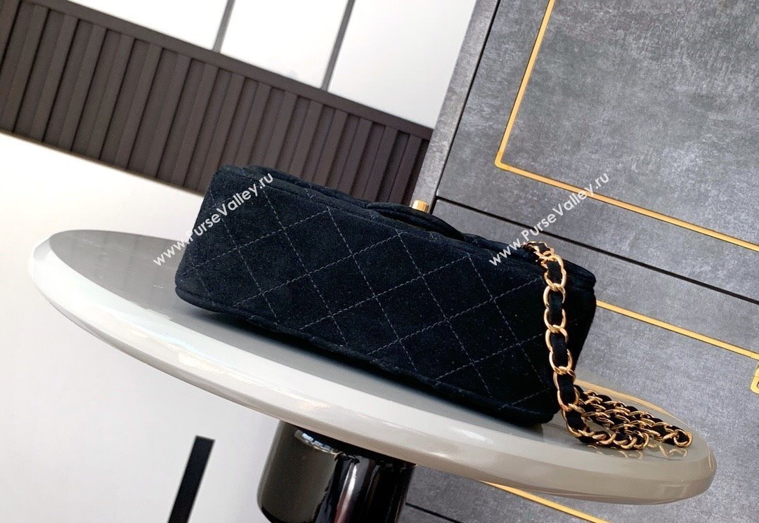 Chanel Suede Classic Mini Flap Bag A69900 Black 2025 0113 (yezi-250113017)