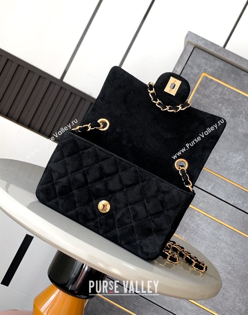 Chanel Suede Classic Mini Flap Bag A69900 Black 2025 0113 (yezi-250113017)