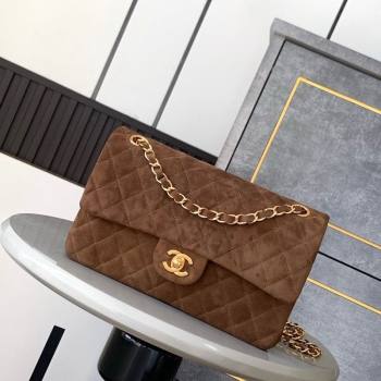 Chanel Suede Classic 11.12 Medium Flap bag A01112 Brown 2025 0113 (yezi-250113018)
