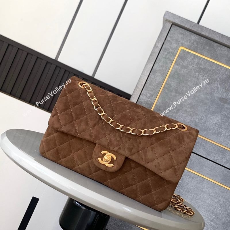 Chanel Suede Classic 11.12 Medium Flap bag A01112 Brown 2025 0113 (yezi-250113018)