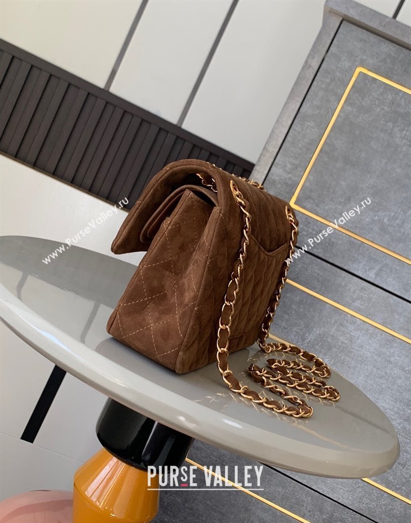 Chanel Suede Classic 11.12 Medium Flap bag A01112 Brown 2025 0113 (yezi-250113018)