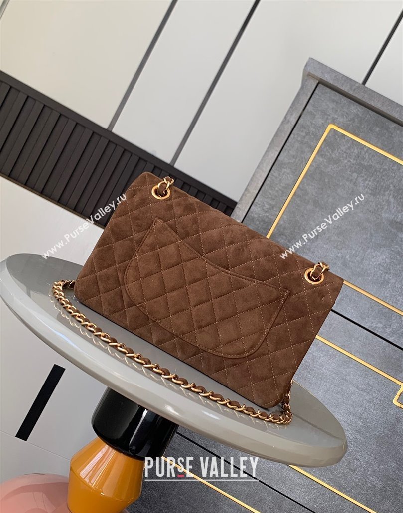 Chanel Suede Classic 11.12 Medium Flap bag A01112 Brown 2025 0113 (yezi-250113018)