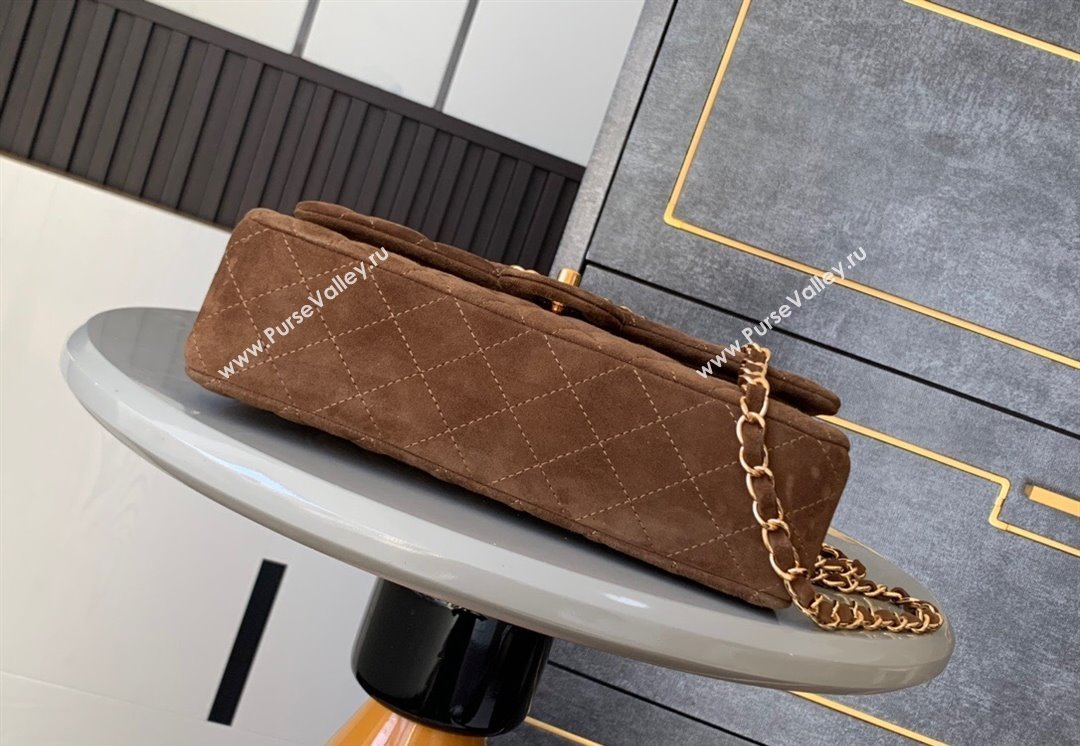 Chanel Suede Classic 11.12 Medium Flap bag A01112 Brown 2025 0113 (yezi-250113018)