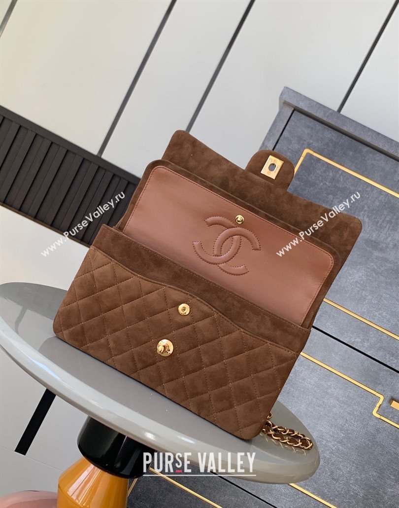 Chanel Suede Classic 11.12 Medium Flap bag A01112 Brown 2025 0113 (yezi-250113018)