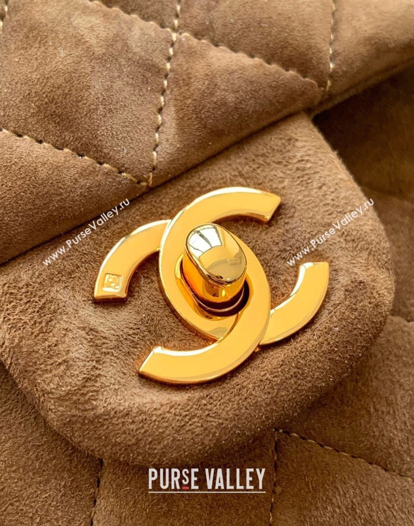 Chanel Suede Classic 11.12 Medium Flap bag A01112 Brown 2025 0113 (yezi-250113018)