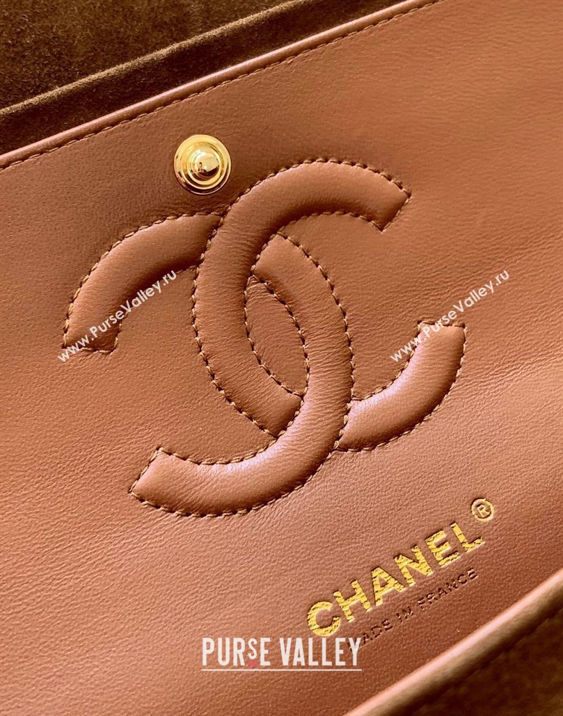 Chanel Suede Classic 11.12 Medium Flap bag A01112 Brown 2025 0113 (yezi-250113018)
