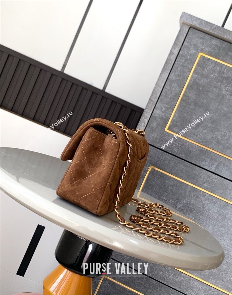 Chanel Suede Classic Mini Flap Bag A69900 Brown 2025 0113 (yezi-250113019)