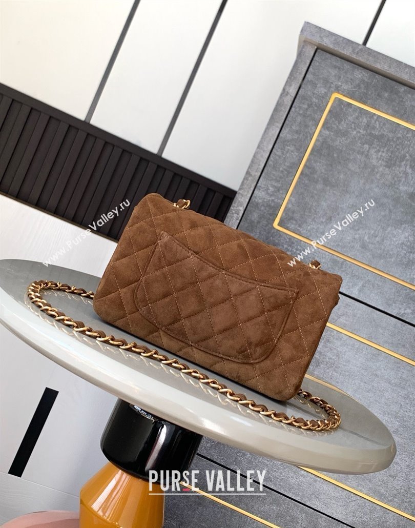 Chanel Suede Classic Mini Flap Bag A69900 Brown 2025 0113 (yezi-250113019)