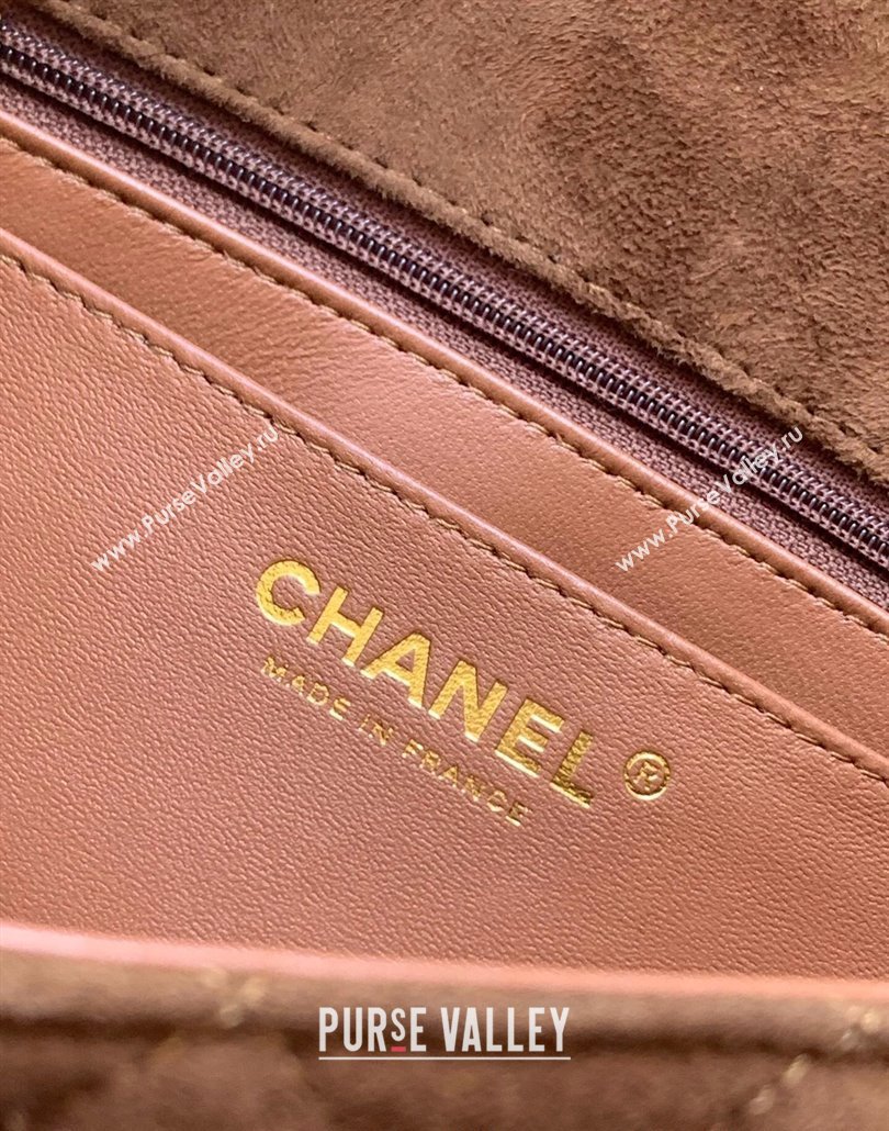 Chanel Suede Classic Mini Flap Bag A69900 Brown 2025 0113 (yezi-250113019)