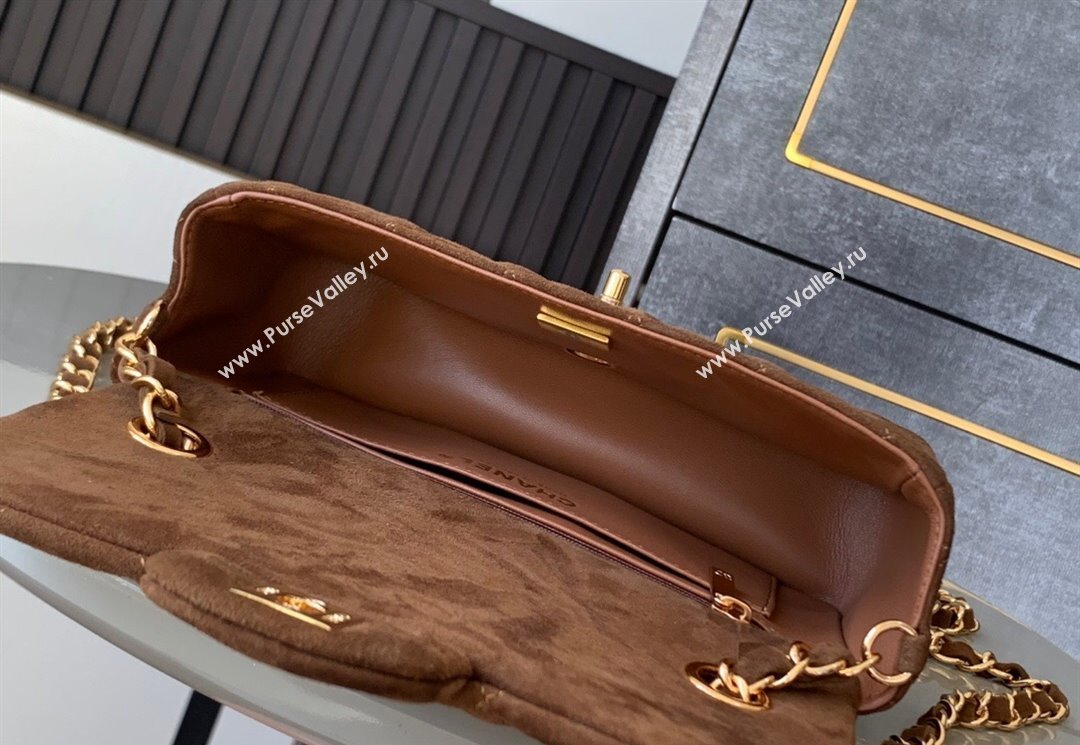 Chanel Suede Classic Mini Flap Bag A69900 Brown 2025 0113 (yezi-250113019)
