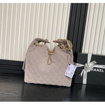 Chanel Quilted Suede Large Hobo bag AS5311 Light Grey 2025 (yezi-250111028)