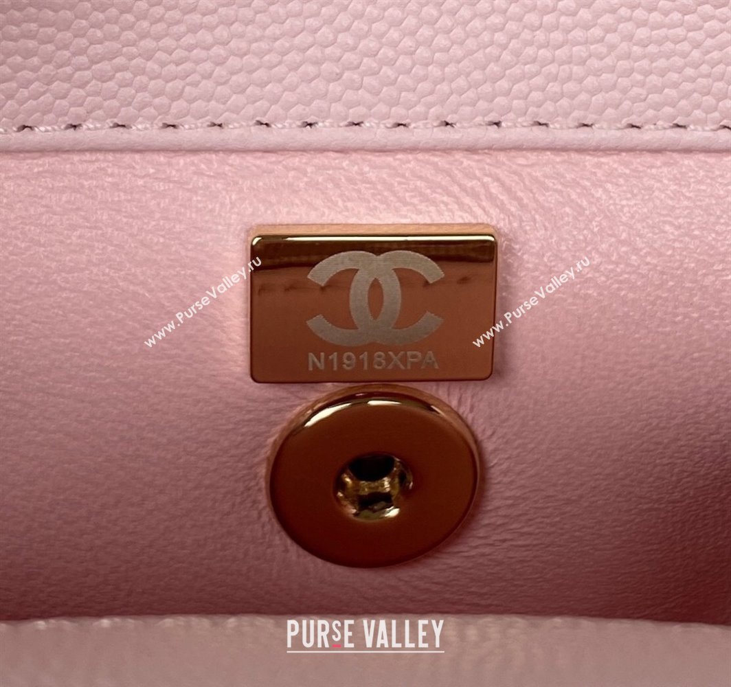 Chanel Coco Handle Quilted Grained Calfskin Small Flap Bag with Top Handle A92990 Light Pink 2025 0111 (yezi-250111001)