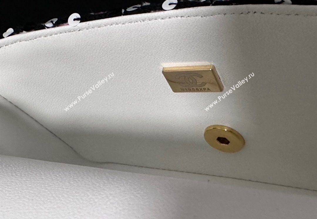 Chanel Check Tweed Classic Mini Flap Bag with Sequins A69900 White/Pink/Black 2025 (yezi-250113007)